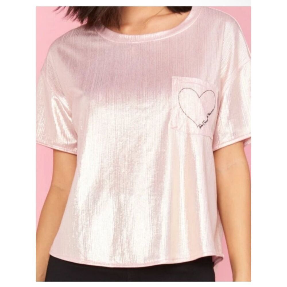 Show Me Your MuMu Metallic Pink Short Sleeve Pocket Tee